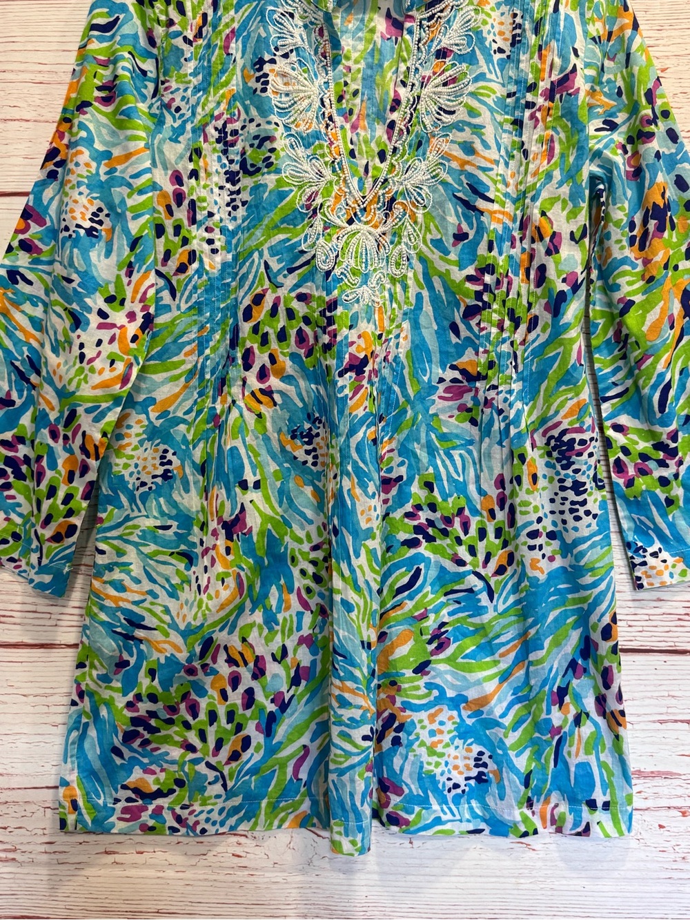 Lilly Pulitzer Sarasota Beaded Tunic Top in Resort White Sea Soirée Sz M - Picture 5 of 14